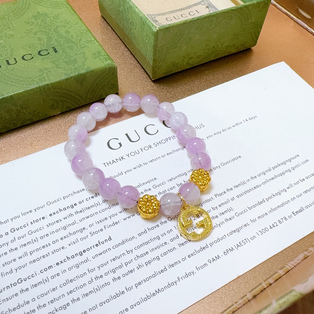 新品发布👒Gucci古驰手链男女同款 最新款水晶爆珠手链档次更高Anger Forest系列双g水晶手链 2