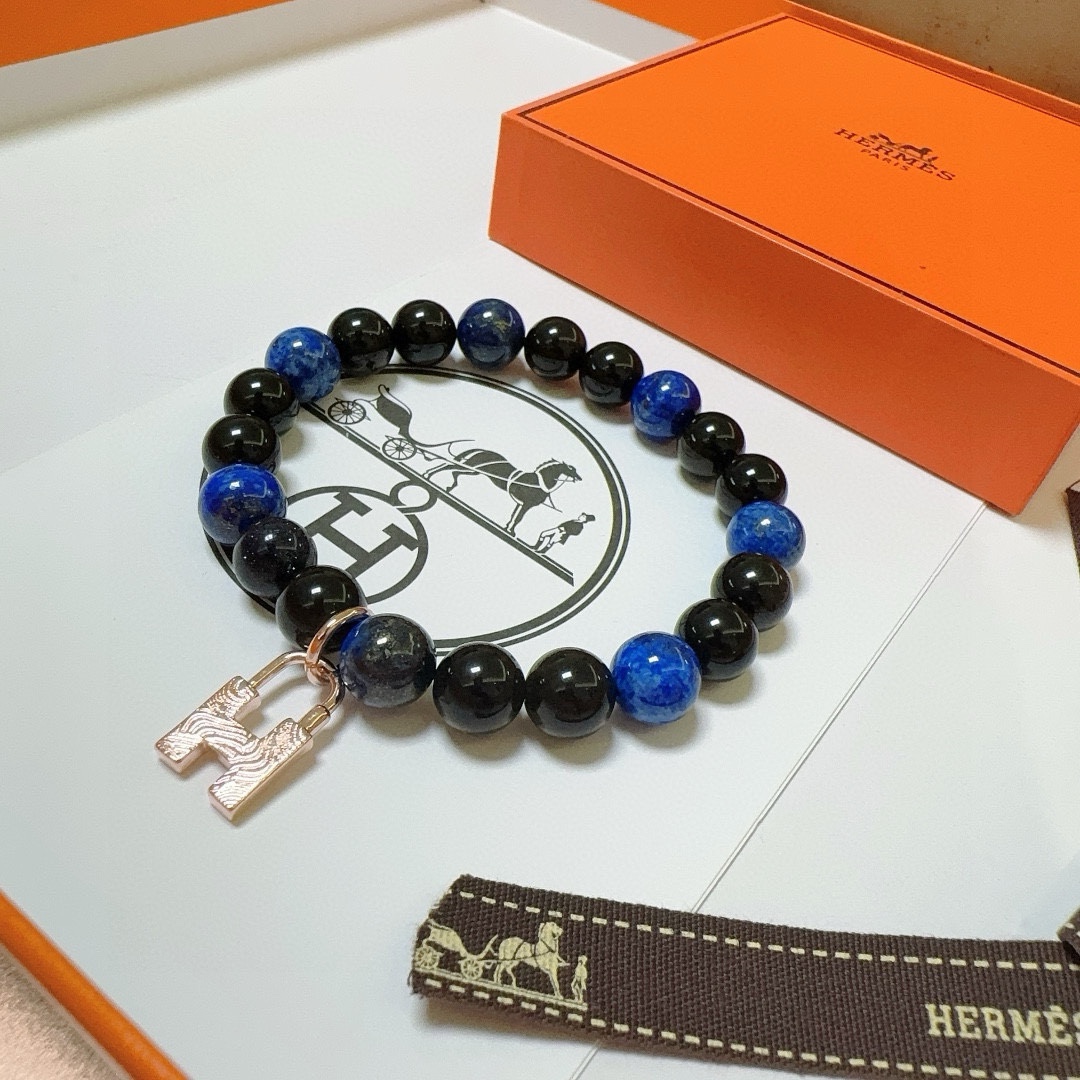 新品发布 👒Hermas爱马仕手链👨👩奢华爱马仕手串 蓝虎眼石手链男女同款 最新款全件串珠手链档次更高Anger Fo 9