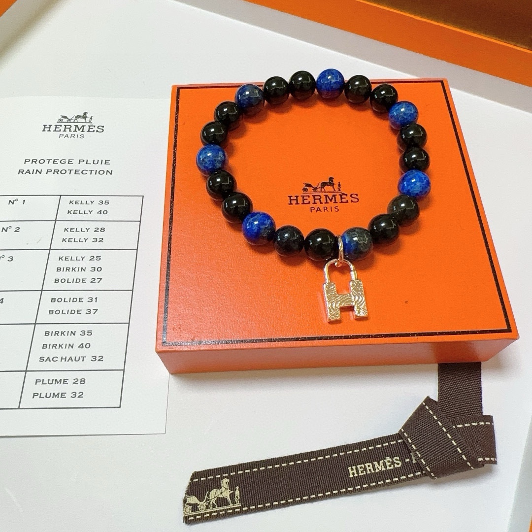 新品发布 👒Hermas爱马仕手链👨👩奢华爱马仕手串 蓝虎眼石手链男女同款 最新款全件串珠手链档次更高Anger Fo 6