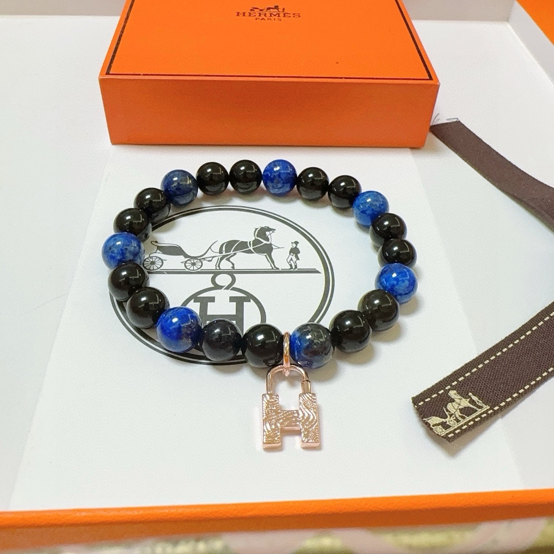 新品发布 👒Hermas爱马仕手链👨👩奢华爱马仕手串 蓝虎眼石手链男女同款 最新款全件串珠手链档次更高Anger Fo 7