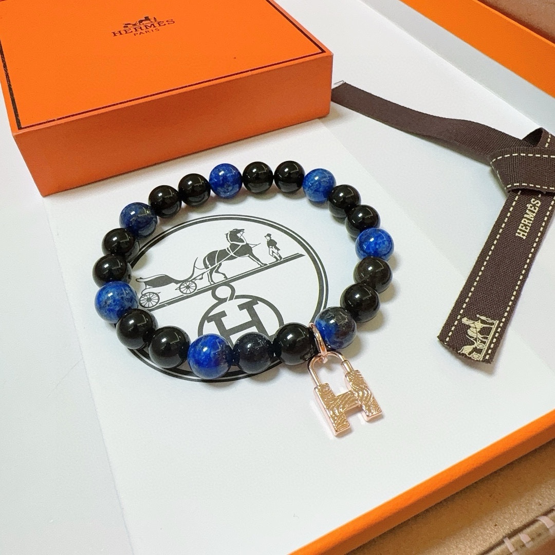 新品发布 👒Hermas爱马仕手链👨👩奢华爱马仕手串 蓝虎眼石手链男女同款 最新款全件串珠手链档次更高Anger Fo 4