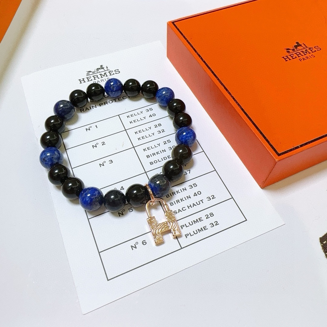 新品发布 👒Hermas爱马仕手链👨👩奢华爱马仕手串 蓝虎眼石手链男女同款 最新款全件串珠手链档次更高Anger Fo 2