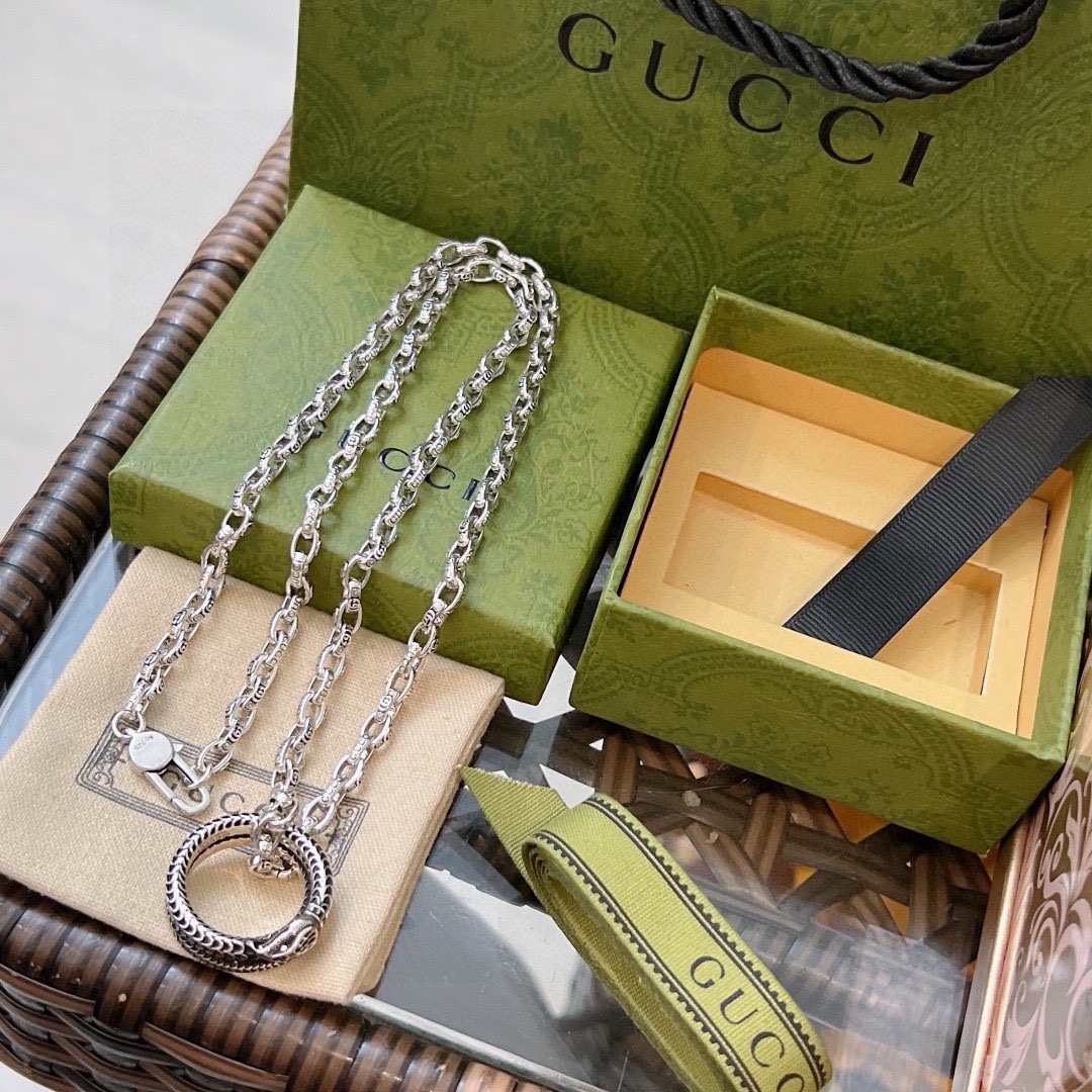 不爆不发 抖音带货网红首选 Gucci古驰项链最新款链条档次更高Anger Forest系列双g科幻复古项链 4