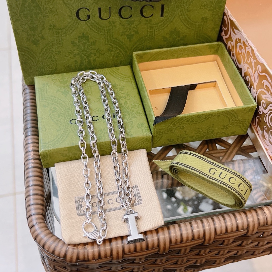 Gucci古驰项链2024最新款链条档次更高字母吊坠经典款Anger Forest系列双G古驰项链 9