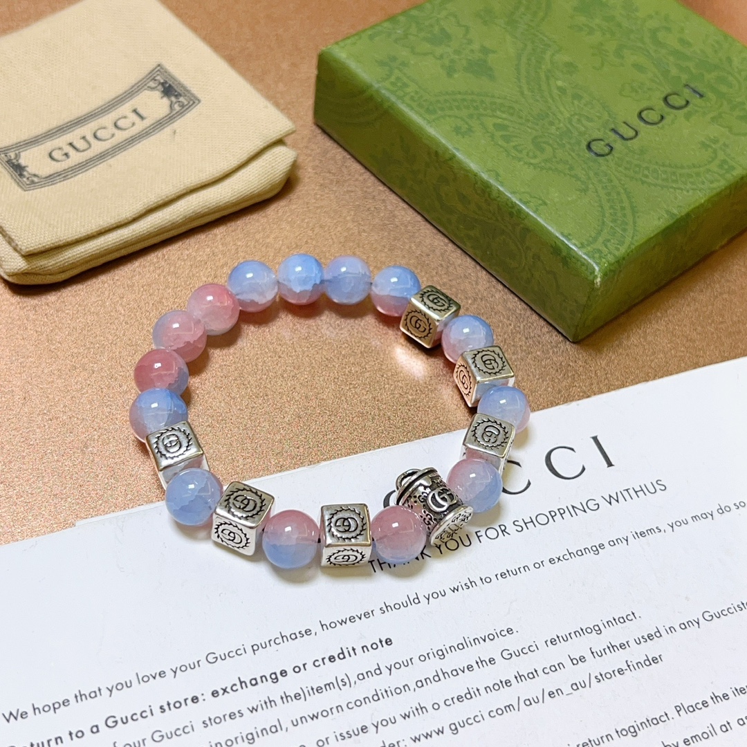 新品发布👒Gucci古驰手链男女同款 最新款紫水晶爆珠手链档次更高Anger Forest系列双g水晶手链 4