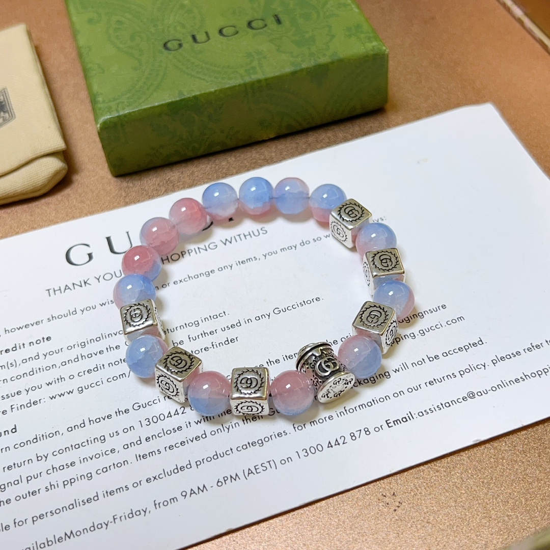 新品发布👒Gucci古驰手链男女同款 最新款紫水晶爆珠手链档次更高Anger Forest系列双g水晶手链 7
