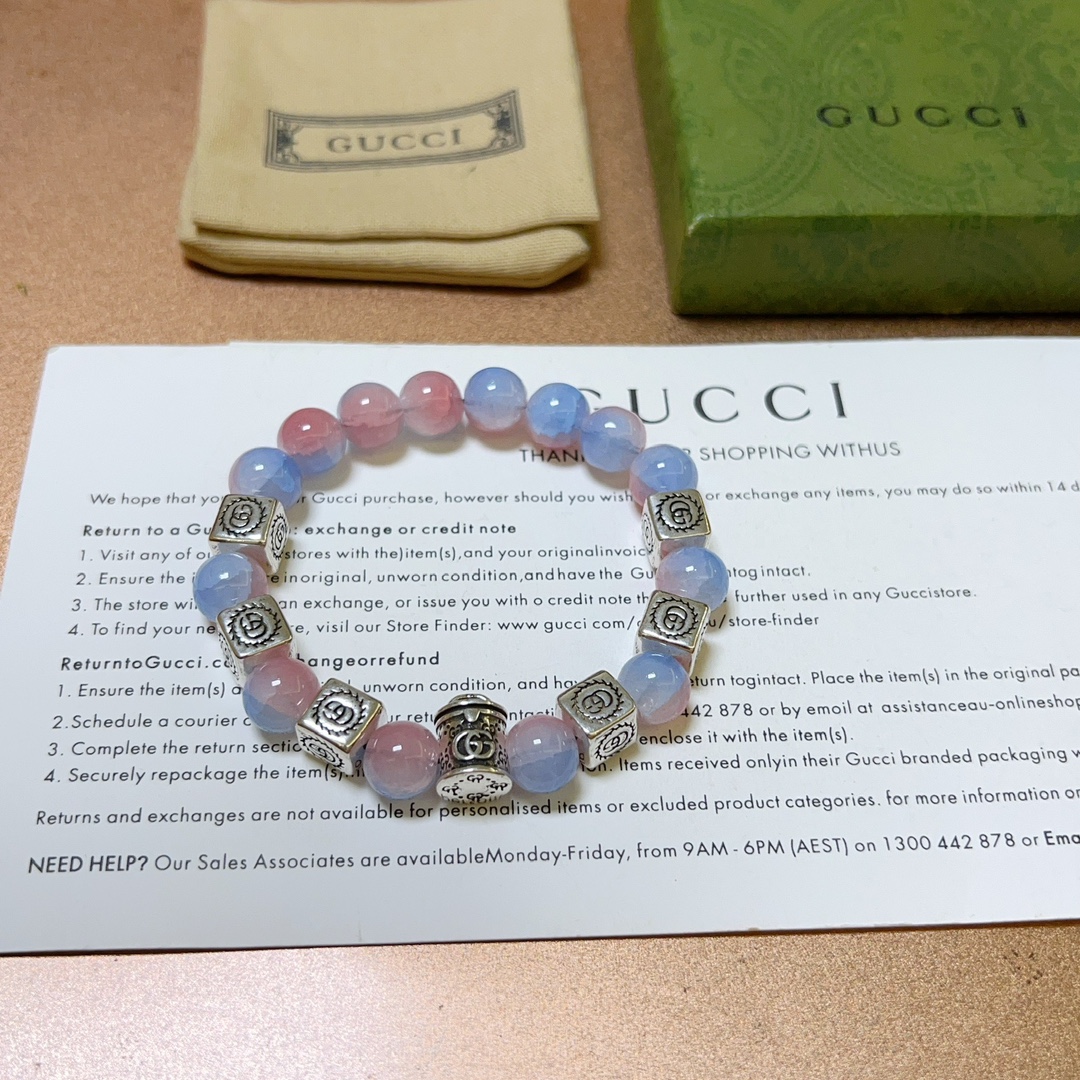 新品发布👒Gucci古驰手链男女同款 最新款紫水晶爆珠手链档次更高Anger Forest系列双g水晶手链 5