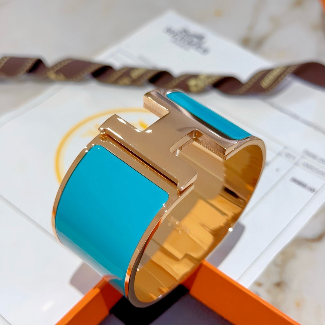 Hermes 阿尔加维蓝爱马仕手镯 ❗️定制 宽版手镯手环 珐琅工艺太考验师傅的手艺了 要确保色泽手工制作好[色][色] 定制 都爱爱马仕手镯 4