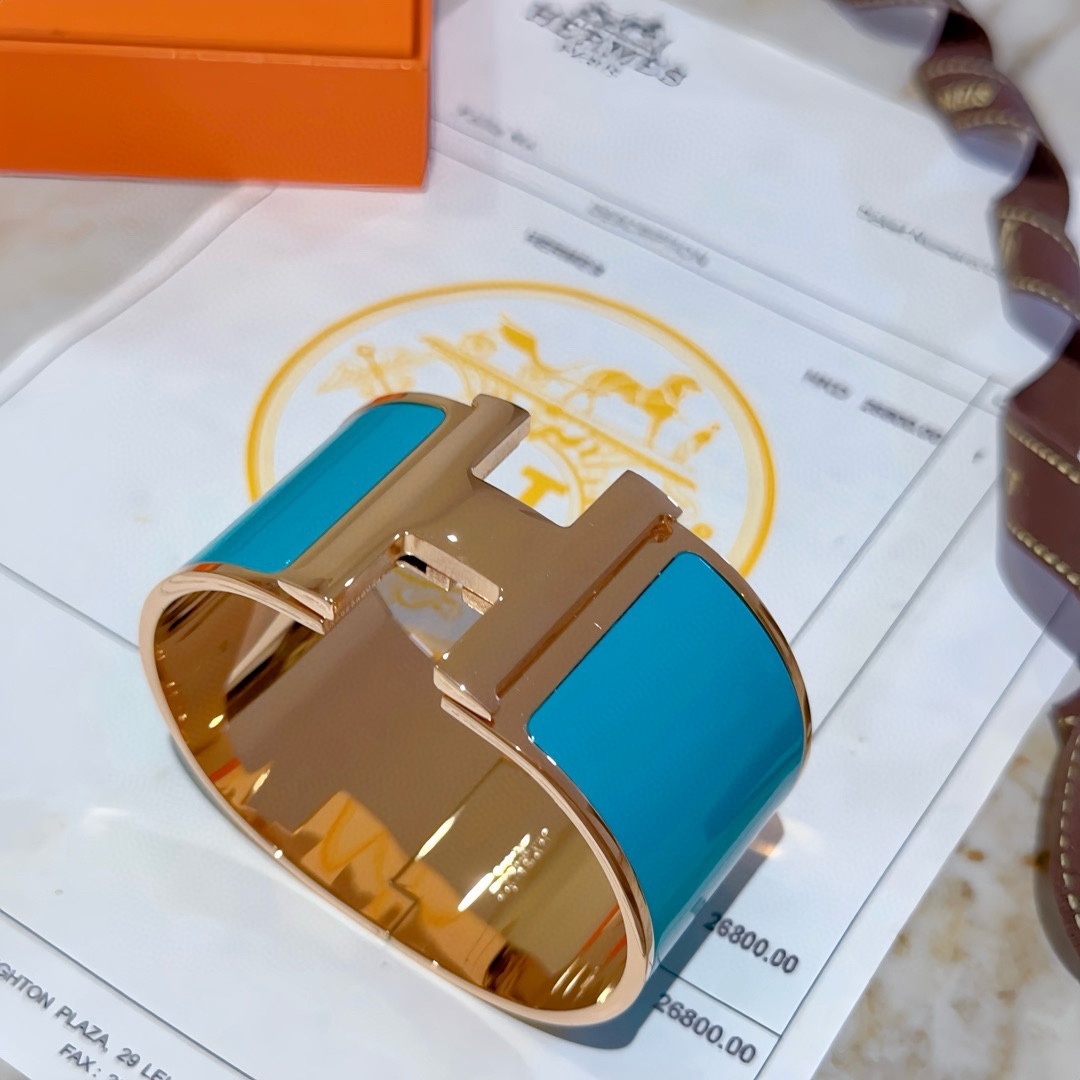 Hermes 阿尔加维蓝爱马仕手镯 ❗️定制 宽版手镯手环 珐琅工艺太考验师傅的手艺了 要确保色泽手工制作好[色][色] 定制 都爱爱马仕手镯 2