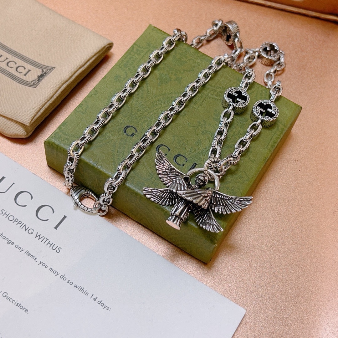 新品发布👒Gucci古驰项链2024最新款链条档次更高Anger Forest系列双G古驰项链牌独特气质项链 2