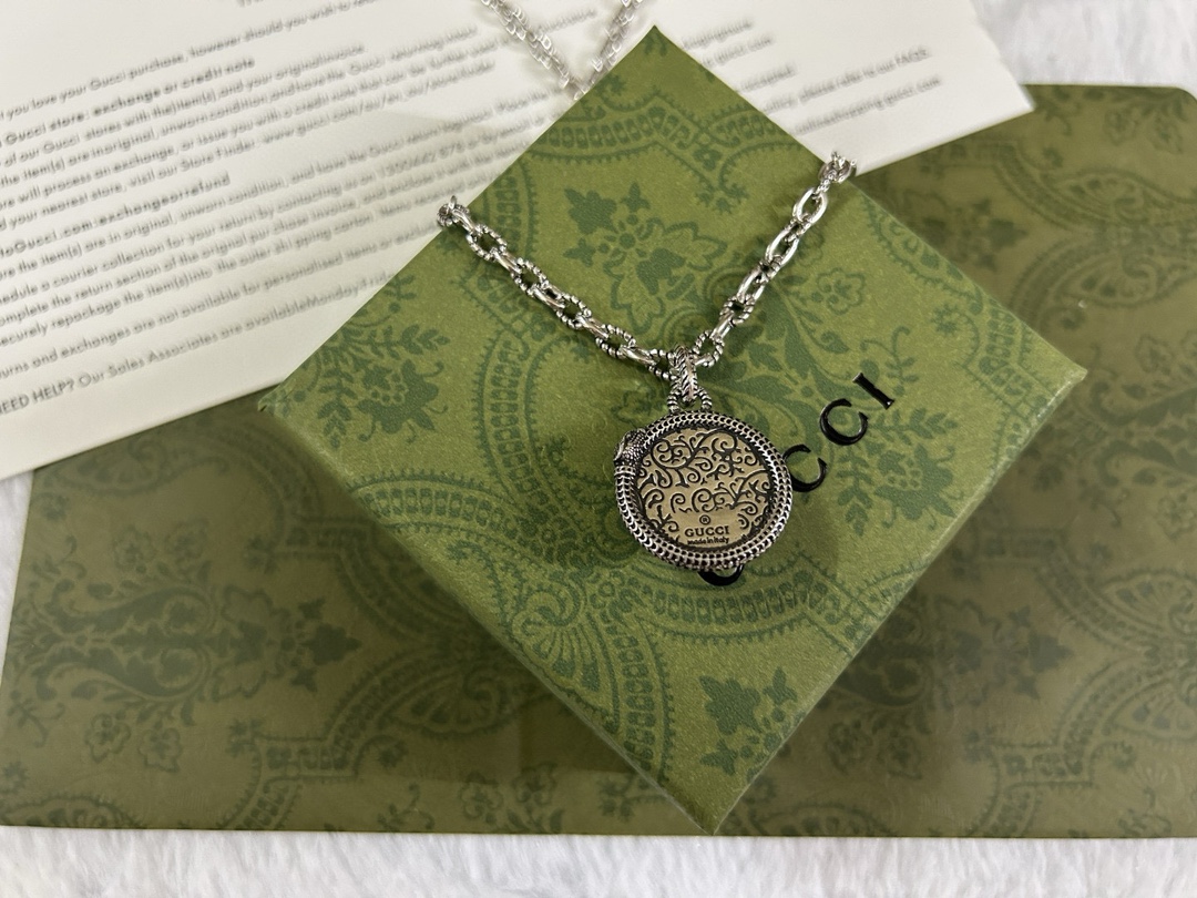 Gucci 古驰 绿松石王蛇镶边项链 7