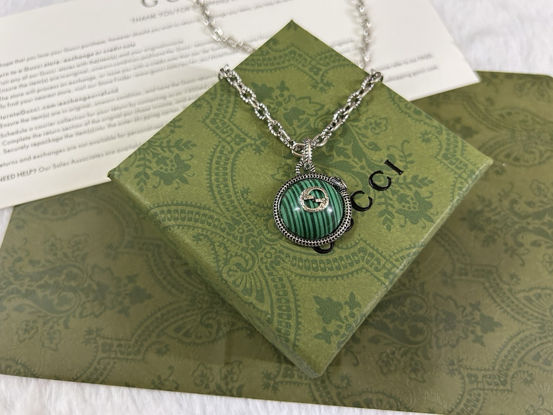 Gucci 古驰 绿松石王蛇镶边项链 6