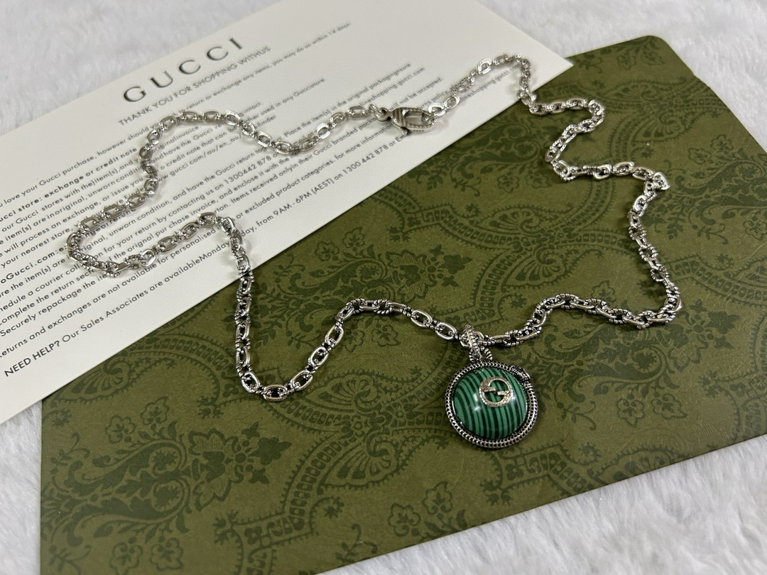 Gucci 古驰 绿松石王蛇镶边项链 4