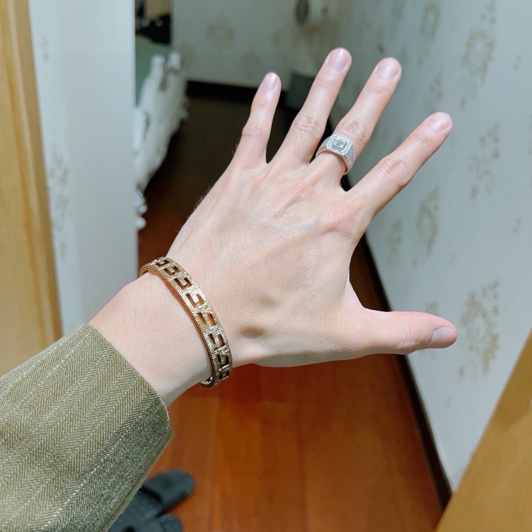 Gucci古驰手镯手环黄金复古纯手工打造最新款手镯档次更高Anger Forest系列双G经典款系列复古银古驰手环 3