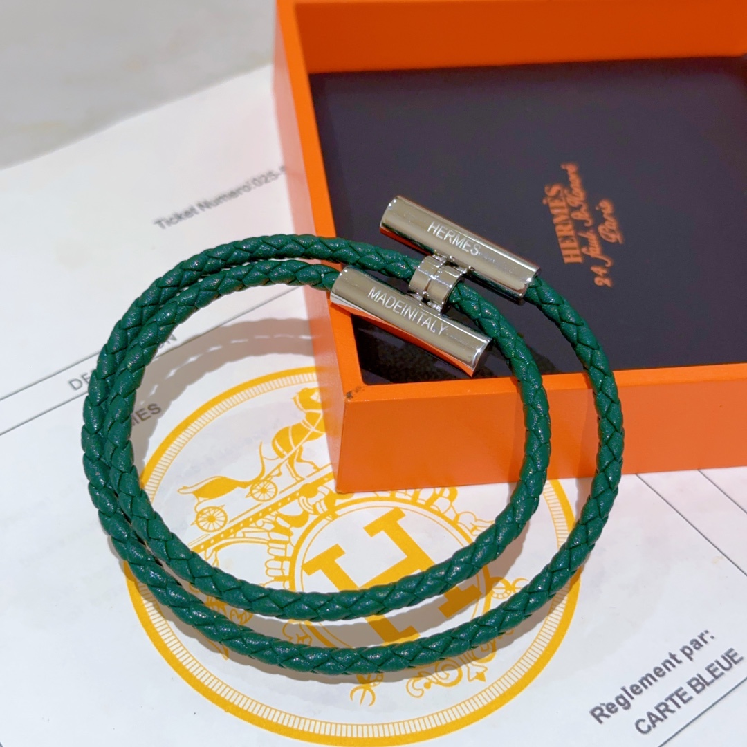 Hermes Jewelry Bracelet Platinum Weave Unisex