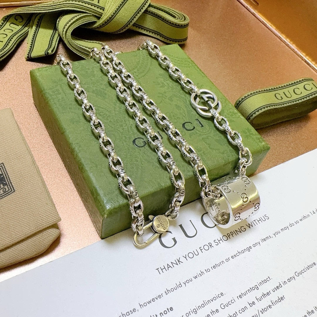 新品发布 👒Gucci古驰项链最新款链条档次更高Anger Forest系列双G经典款联名设计理念项链系列复古银项链 5