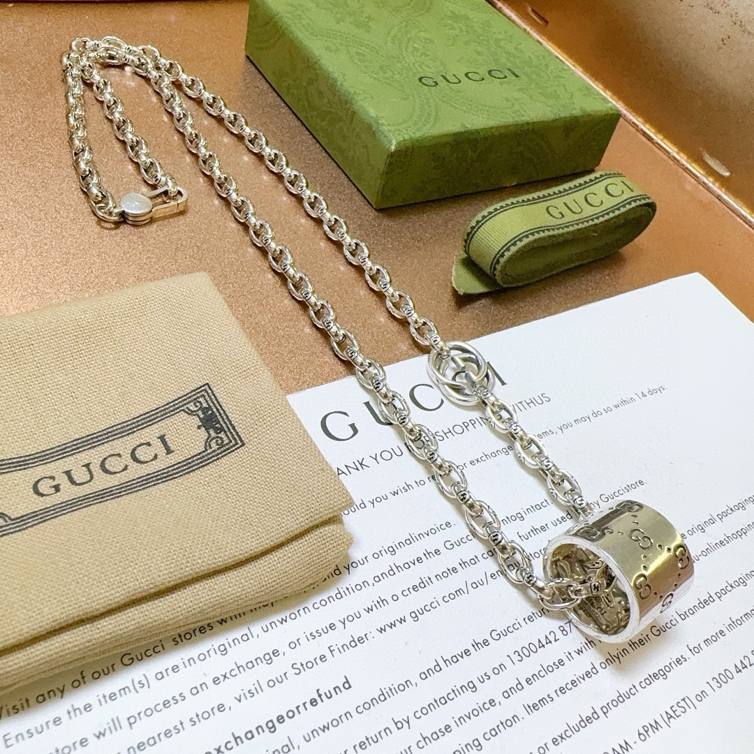 新品发布 👒Gucci古驰项链最新款链条档次更高Anger Forest系列双G经典款联名设计理念项链系列复古银项链 2