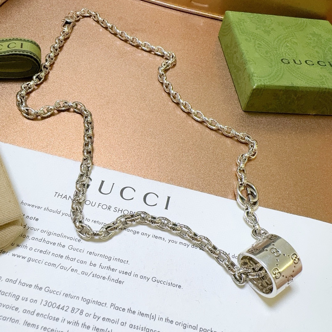 新品发布 👒Gucci古驰项链最新款链条档次更高Anger Forest系列双G经典款联名设计理念项链系列复古银项链 4