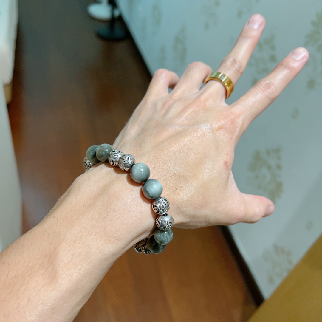 Gucci古驰手链男女同款 最新款天然灰晶石手链档次更高Anger Forest系列双g灰晶石手链 高贵天然石,支持验石 8