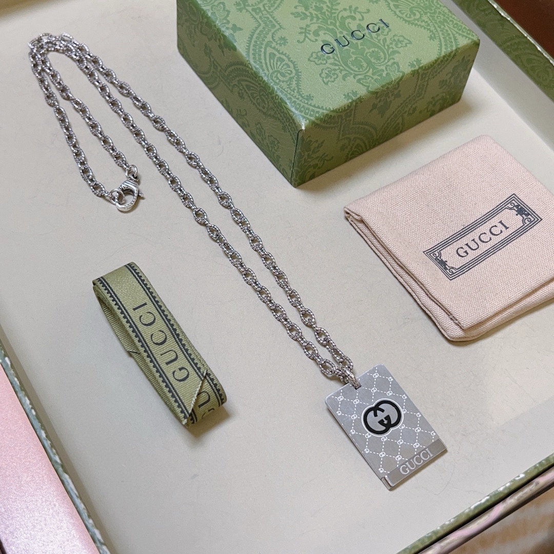 Gucci古驰项链最新款链条档次更高Anger Forest系列双G经典款设计项链系列复古银项链 7