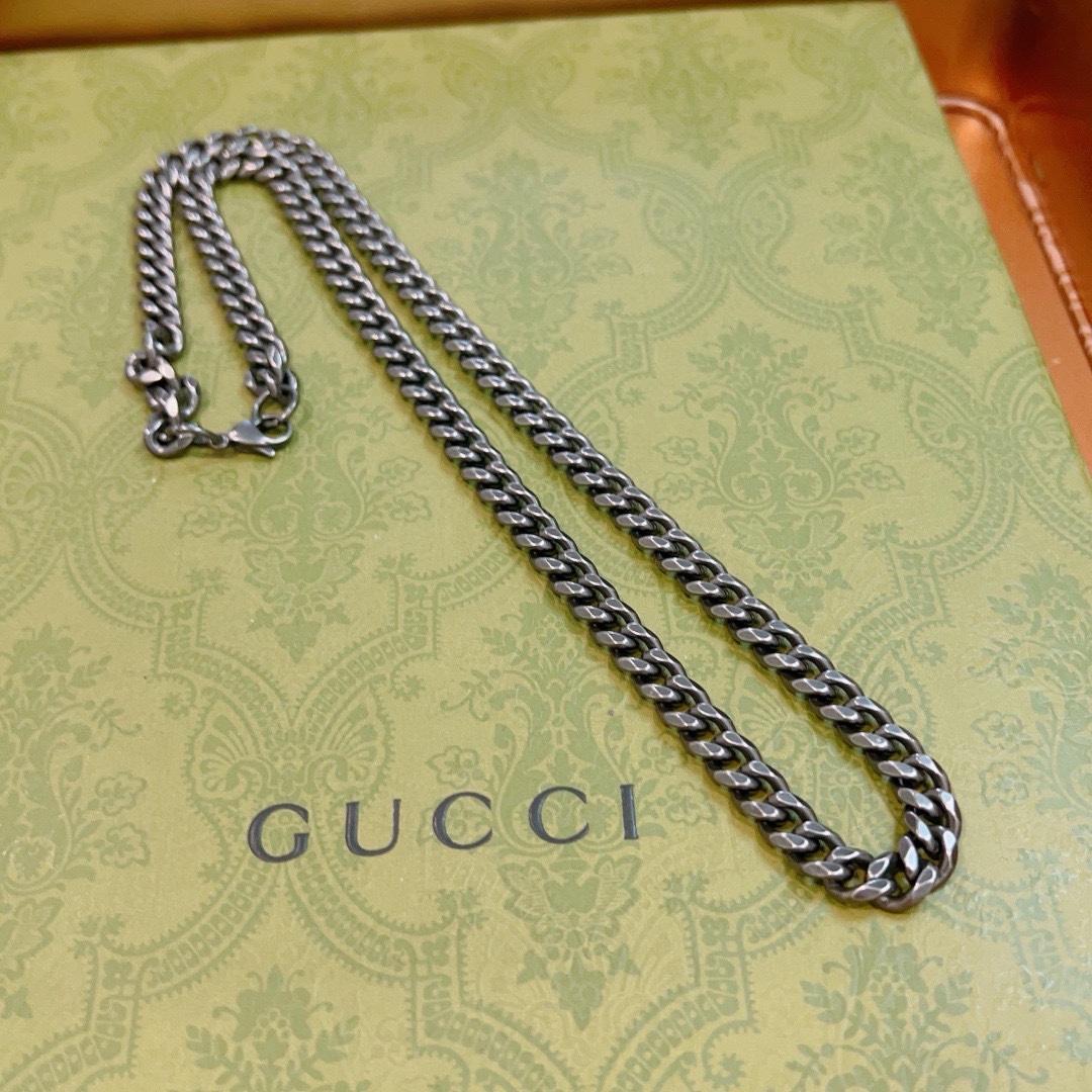 Gucci古驰项链最新款链条档次更高Anger Forest系列双G经典款朋克项链系列复古单扣项链 2