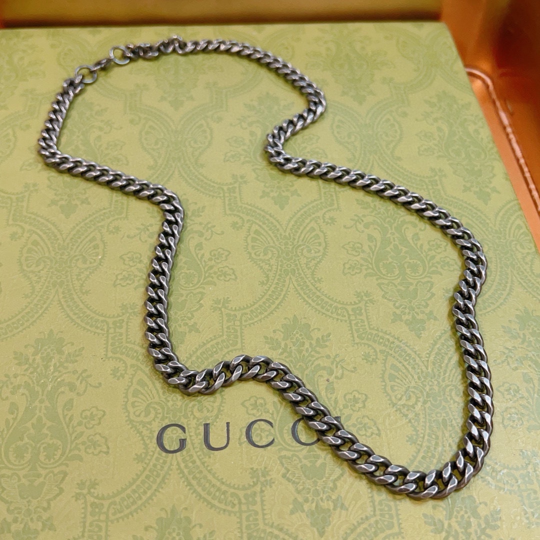 Gucci古驰项链最新款链条档次更高Anger Forest系列双G经典款朋克项链系列复古单扣项链 5