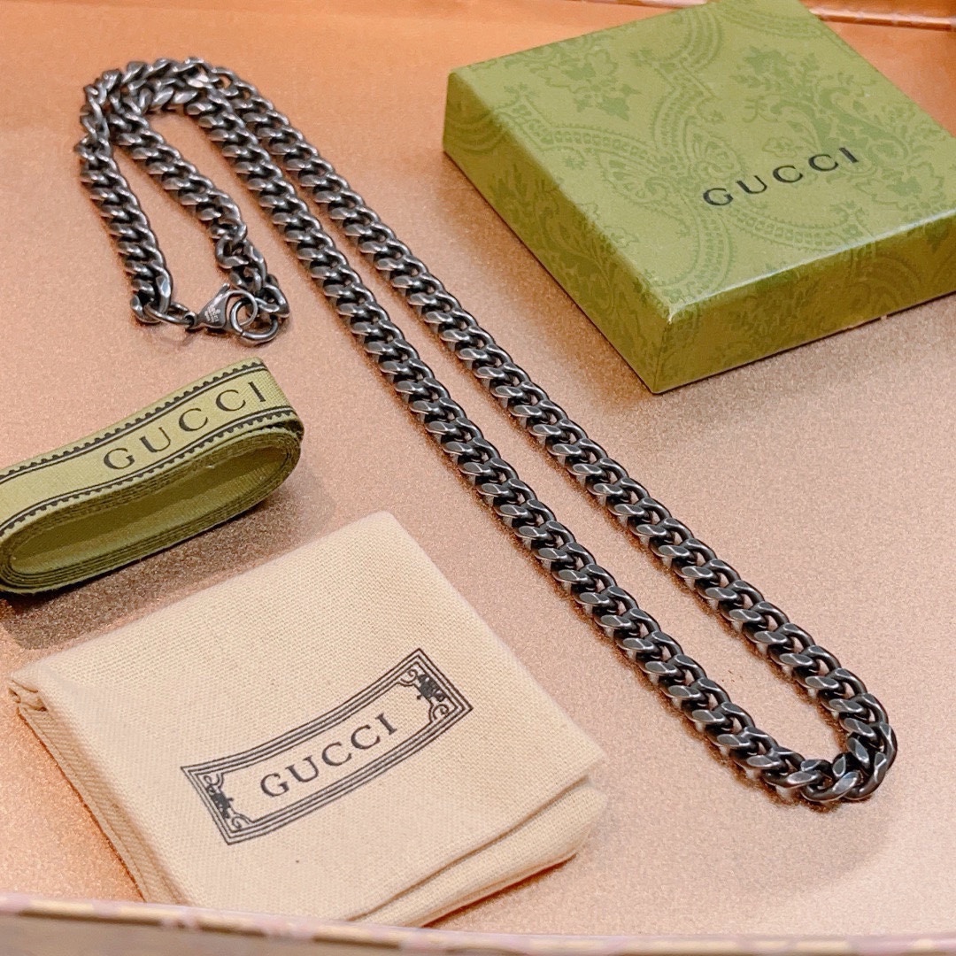 Gucci古驰项链最新款链条档次更高Anger Forest系列双G经典款朋克项链系列复古单扣项链 9