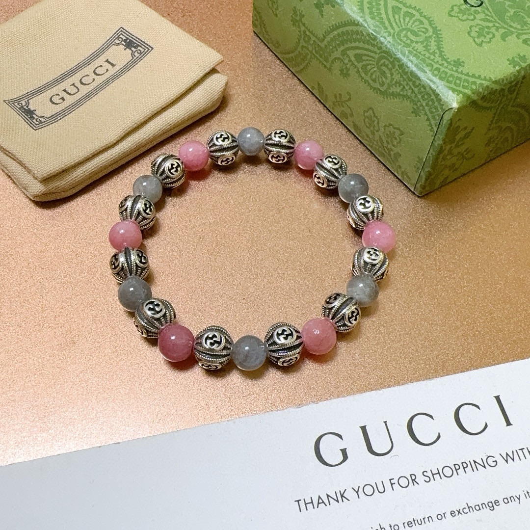 新品发布Gucci古驰手链男女同款 最新款天然水晶手链档次更高Anger Forest系列双g手链 4
