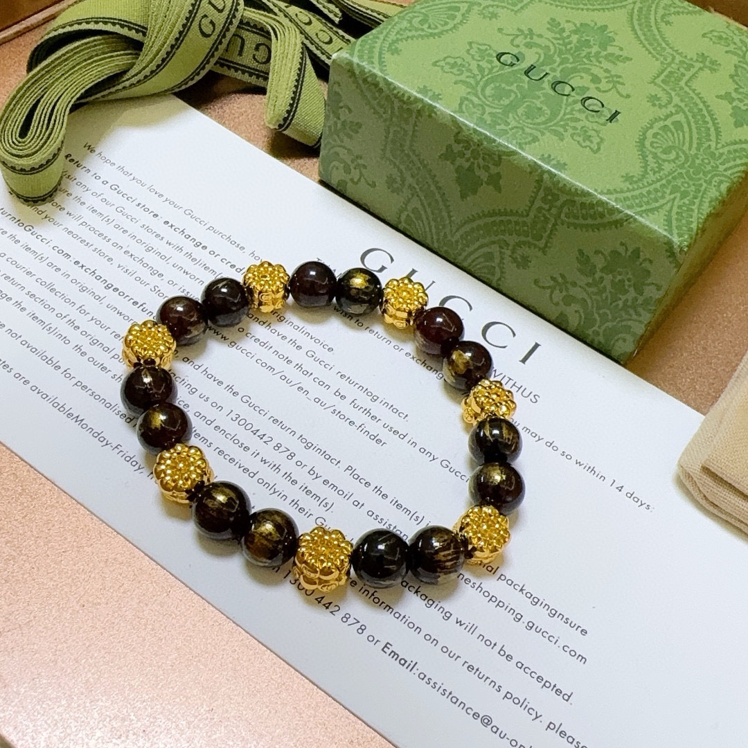 新品发布Gucci古驰手链男女同款 最新款天然石手链档次更高Anger Forest系列双g手链 4