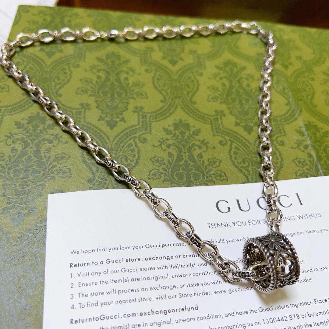 新品发布👒不爆不发 抖音带货小红书网红首选 Gucci古驰项链最新款链条档次更高Anger Forest系列双g设计理念复古手链 5