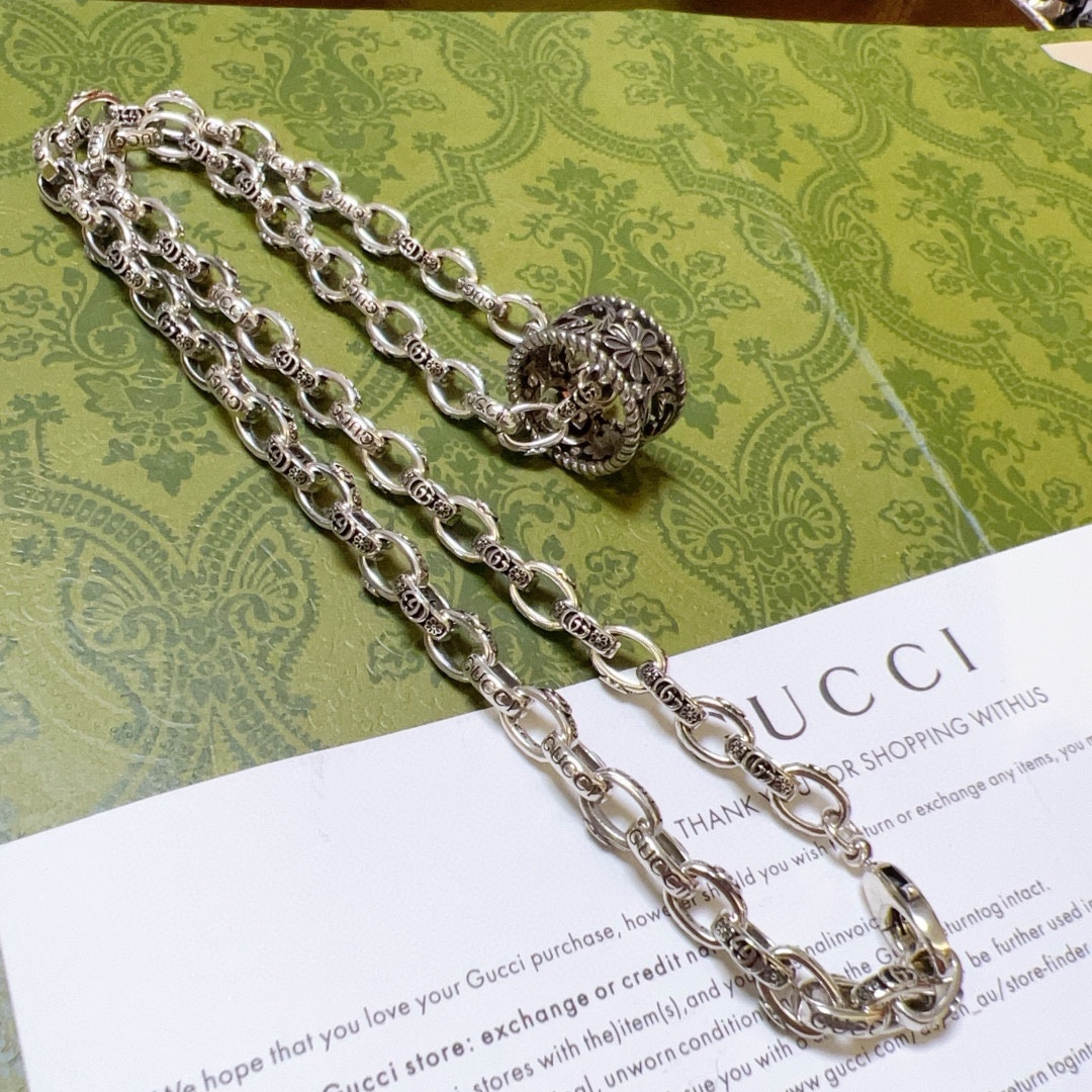 新品发布👒不爆不发 抖音带货小红书网红首选 Gucci古驰项链最新款链条档次更高Anger Forest系列双g设计理念复古手链 4