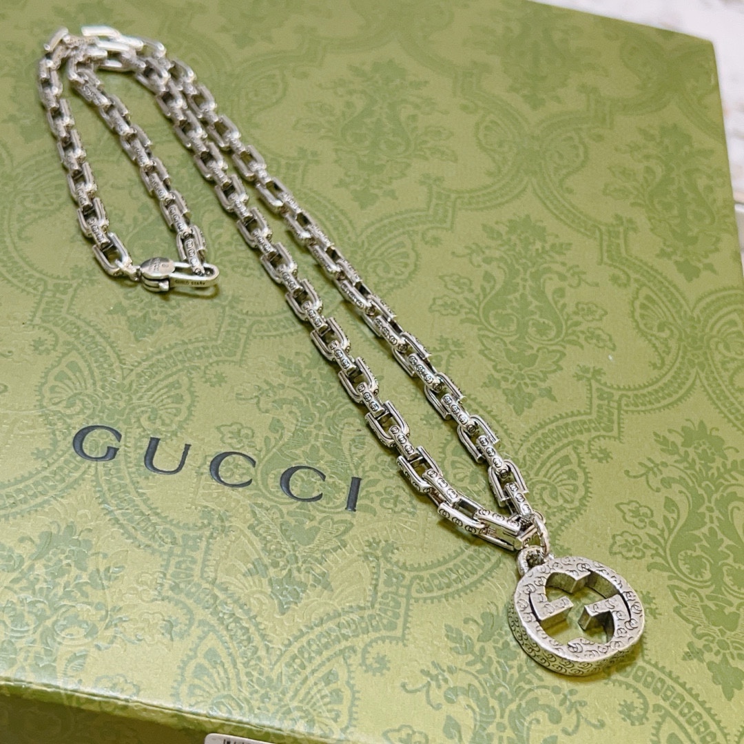 Gucci古驰项链最新款链条档次更高Anger Forest系列双G吊坠古驰项链 2