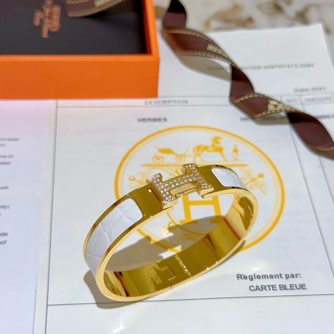 真鳄鱼皮 支持验皮 Hermes 爱马仕手镯 ❗️v金定制 爱马仕手环 鳄鱼皮材质工艺太考验师傅的手艺了 要确保色泽手工制作好[色][色 5