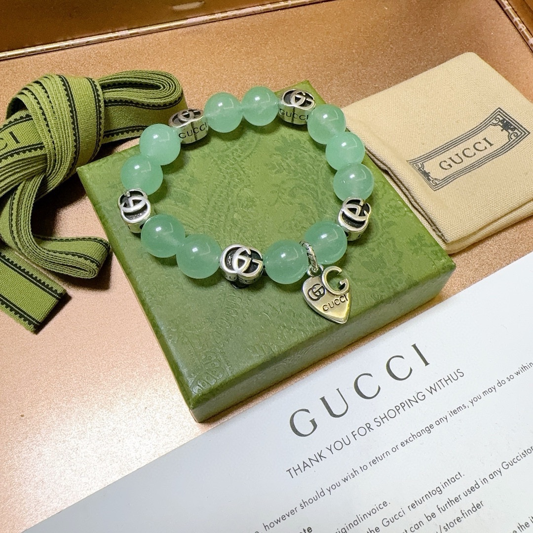 新品发布🇮🇹官宣上市 Gucci古驰手链男女同款 最新款天然石手链质感档次更高Anger Forest系列双g手链 4