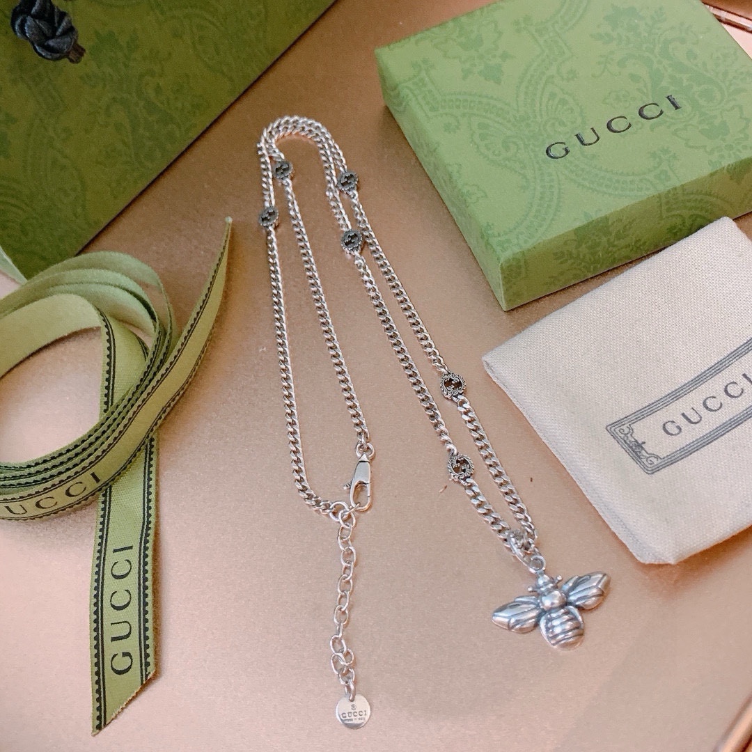 Gucci古驰项链2024新款链条档次更高Anger Forest系列双G蜜蜂古驰项链 5