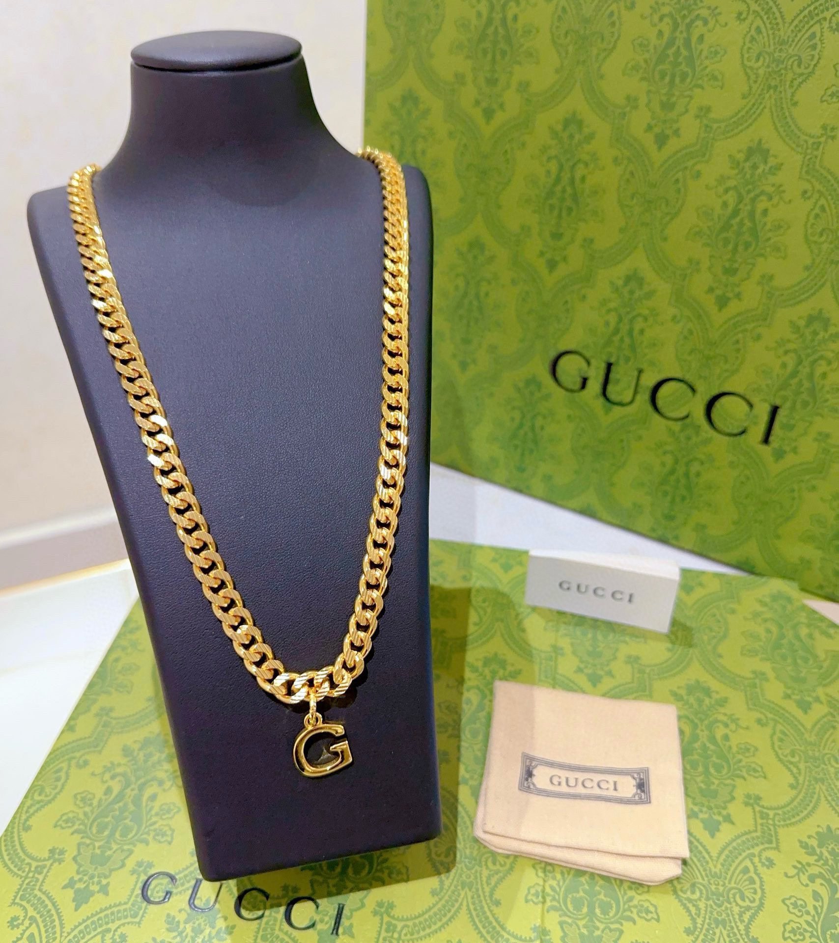 新品发布👒不爆不发 抖音带货网红首选 Gucci古驰项链最新款链条档次更高Anger Forest系列双g设计理念黄金项链 7