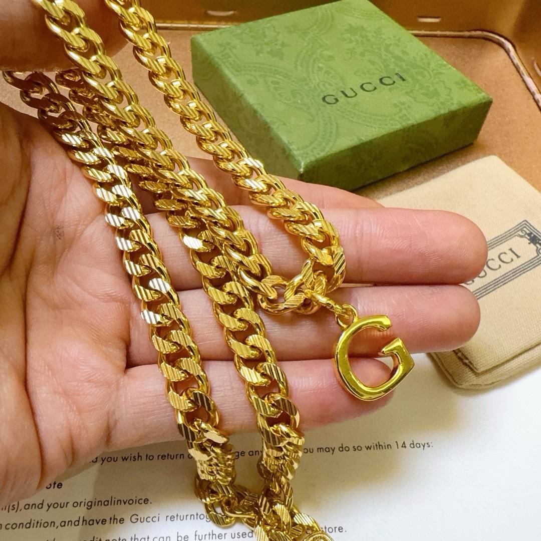 新品发布👒不爆不发 抖音带货网红首选 Gucci古驰项链最新款链条档次更高Anger Forest系列双g设计理念黄金项链 5