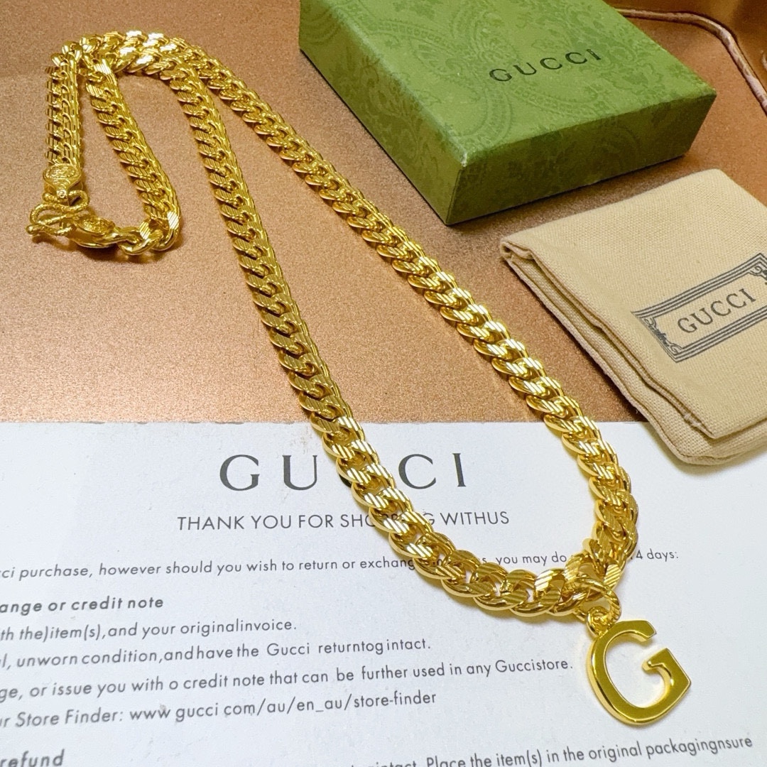 新品发布👒不爆不发 抖音带货网红首选 Gucci古驰项链最新款链条档次更高Anger Forest系列双g设计理念黄金项链 9