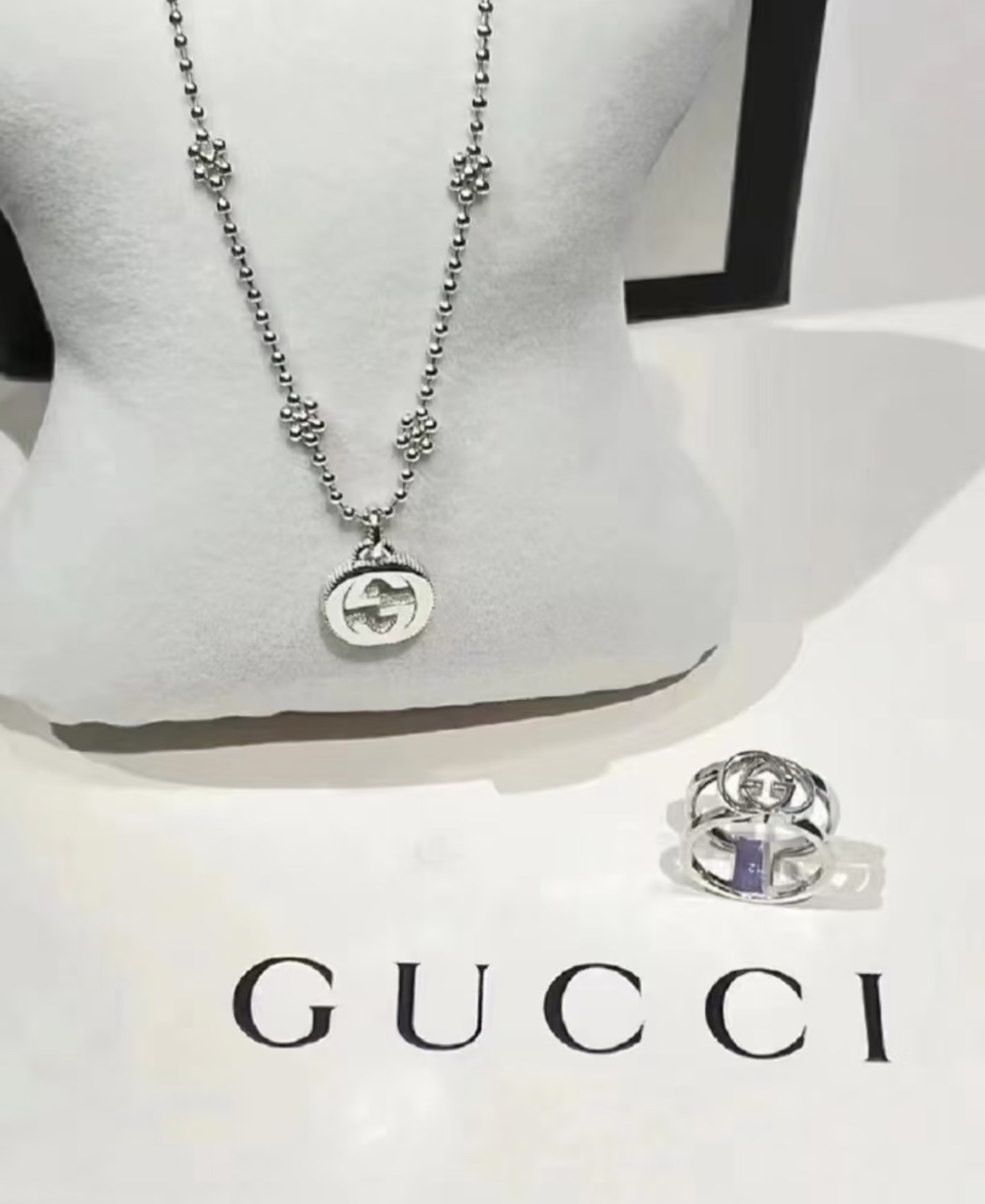 Gucci古驰项链最新款链条档次更高Anger Forest系列双G经典款雪花古驰系列银项链 7
