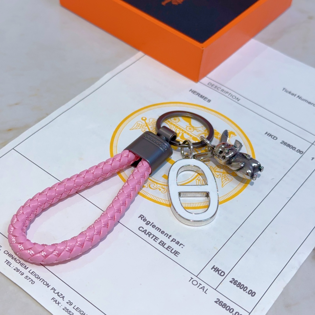 Luxury Hermes Horse Key Button Platinum Keychain: Customized, Elegant, High-End Craftsmanship - 图片 6