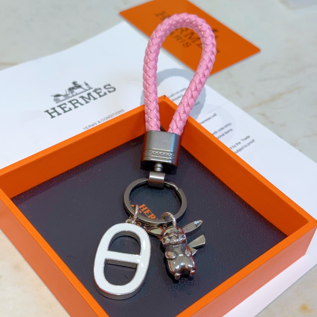 Luxury Hermes Horse Key Button Platinum Keychain: Customized, Elegant, High-End Craftsmanship - 图片 3