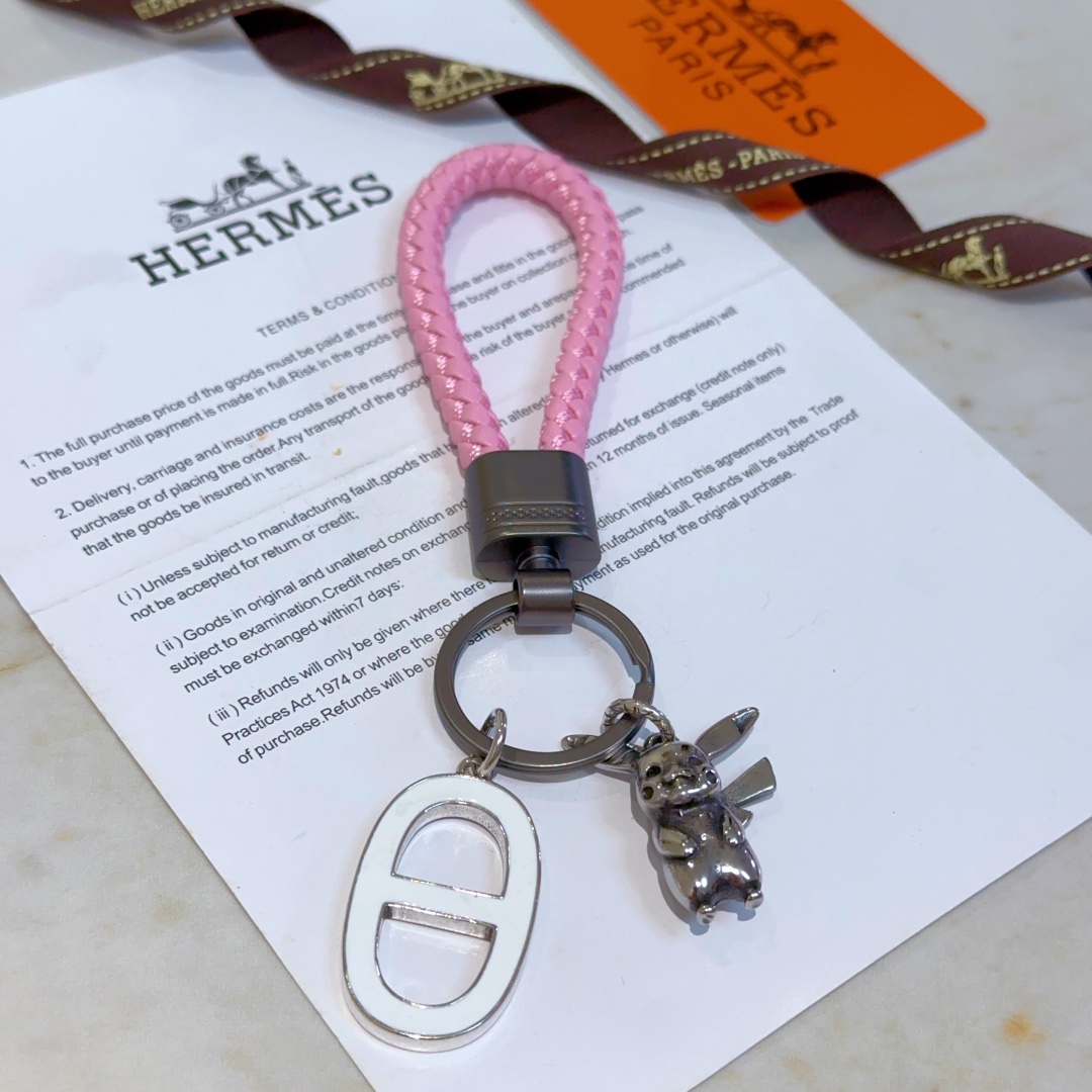 Luxury Hermes Horse Key Button Platinum Keychain: Customized, Elegant, High-End Craftsmanship - 图片 1