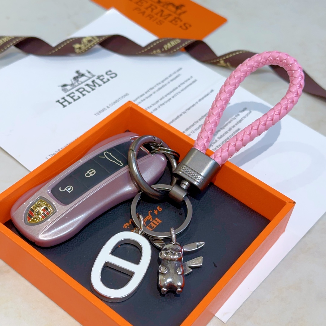 Luxury Hermes Horse Key Button Platinum Keychain: Customized, Elegant, High-End Craftsmanship - 图片 5