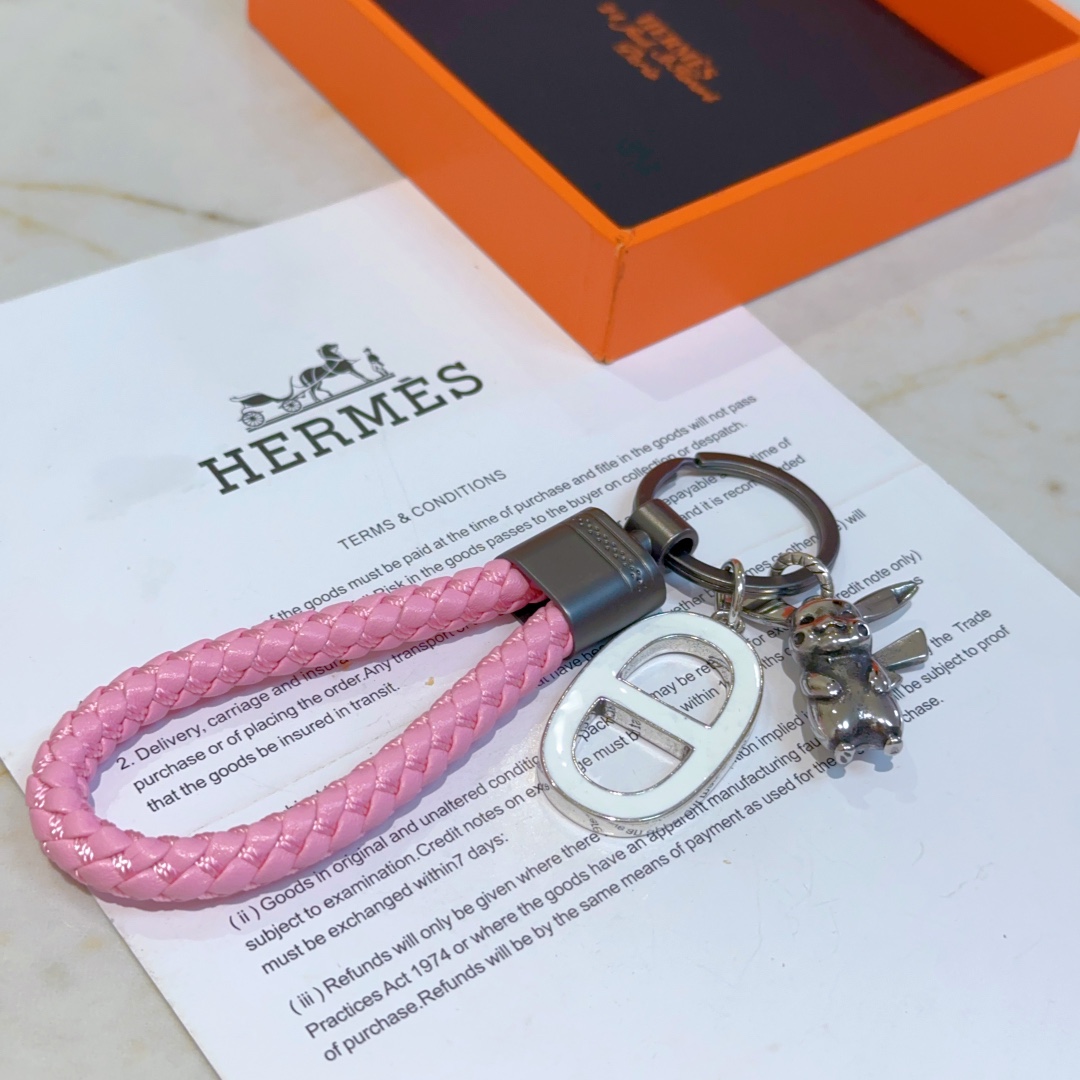 Luxury Hermes Horse Key Button Platinum Keychain: Customized, Elegant, High-End Craftsmanship - 图片 2