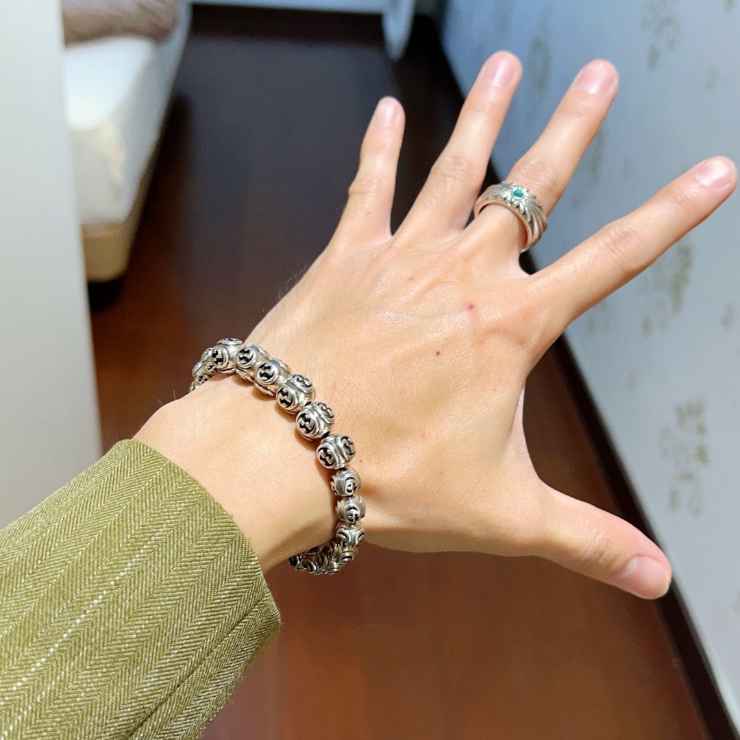 Gucci古驰手链👨👩奢华手串 男女同款 最新款全件串珠手链档次更高Anger Forest系列双g复古古驰手链 3