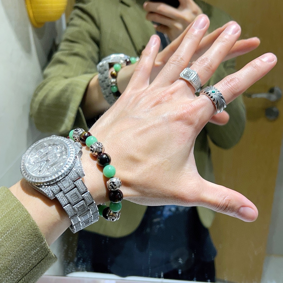 Gucci古驰手链男女同款 最新款天然石手链档次更高Anger Forest系列双g水晶手链 6