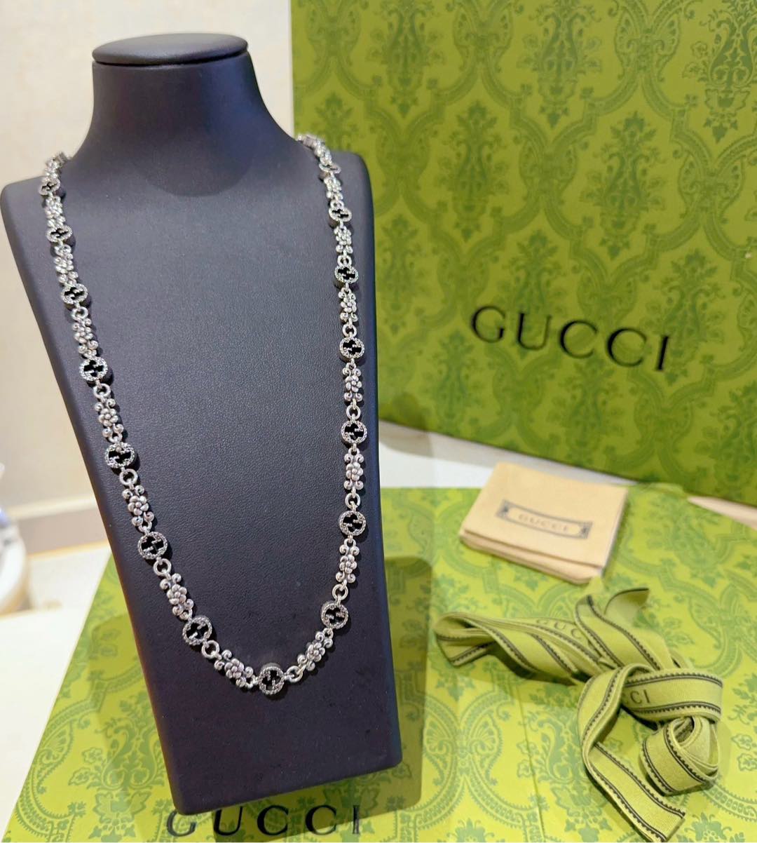 Gucci古驰项链最新款链条档次更高Anger Forest系列双G经典款设计理念项链系列复古银项链 7