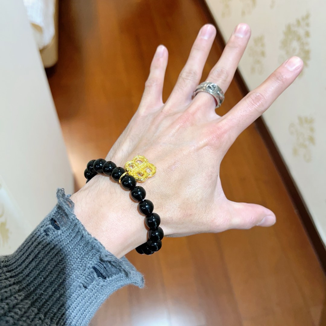 新品发布会👒专柜精工版本天然黑曜石巴黎世家手链 🇷🇼黑曜石泰银风格巴黎世家手链 男女款 复古做旧风 纯手工打造 ~开模💝潮流时尚必备 男女均 6