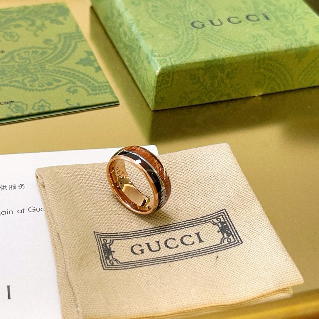 Gucci古驰戒指最新款款式档次更高Anger Forest系列树脂木纹高感双G纯手工制作工艺 古驰戒指 7