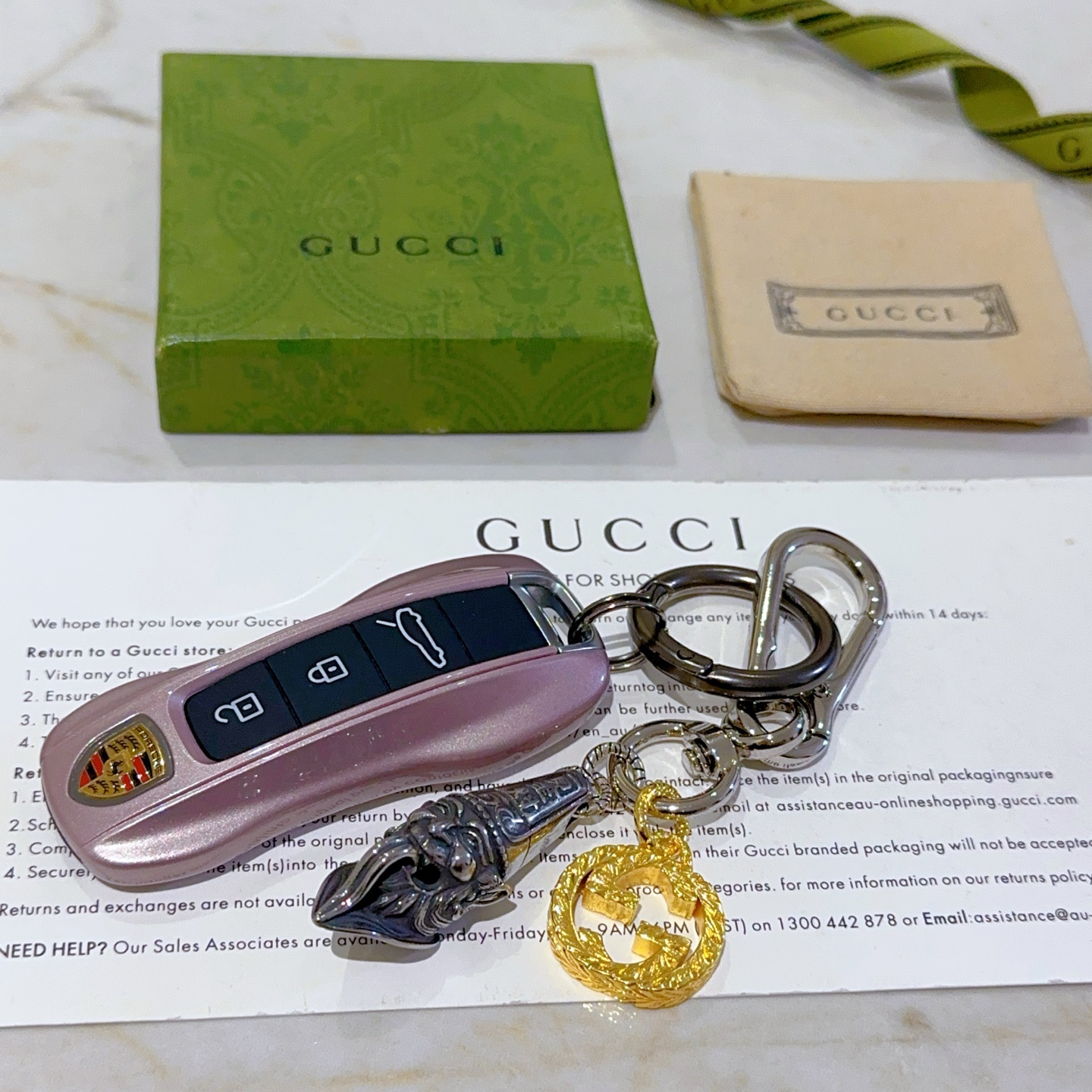 “New Gucci Bag Buttons with Anger Forest Double G Design Key Buttons”